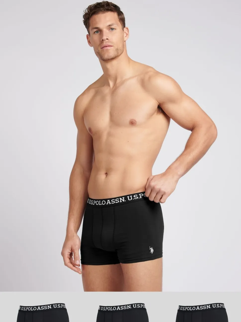 U.S. Polo Assn. Black Mens Boxer Shorts 3 Pack
