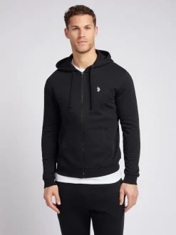 U.S. Polo Assn. Black Mens Classic Fit 100% Cotton Double Horsemen Zip Up Hoodie