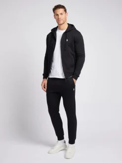 U.S. Polo Assn. Black Mens Classic Fit 100% Cotton Double Horsemen Zip Up Hoodie