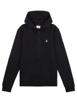 U.S. Polo Assn. Black Mens Classic Fit 100% Cotton Double Horsemen Zip Up Hoodie