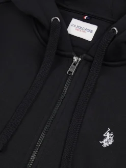 U.S. Polo Assn. Black Mens Classic Fit 100% Cotton Double Horsemen Zip Up Hoodie