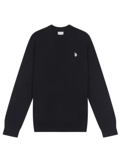 U.S. Polo Assn. Black Mens Cotton Crew Neck Jumper