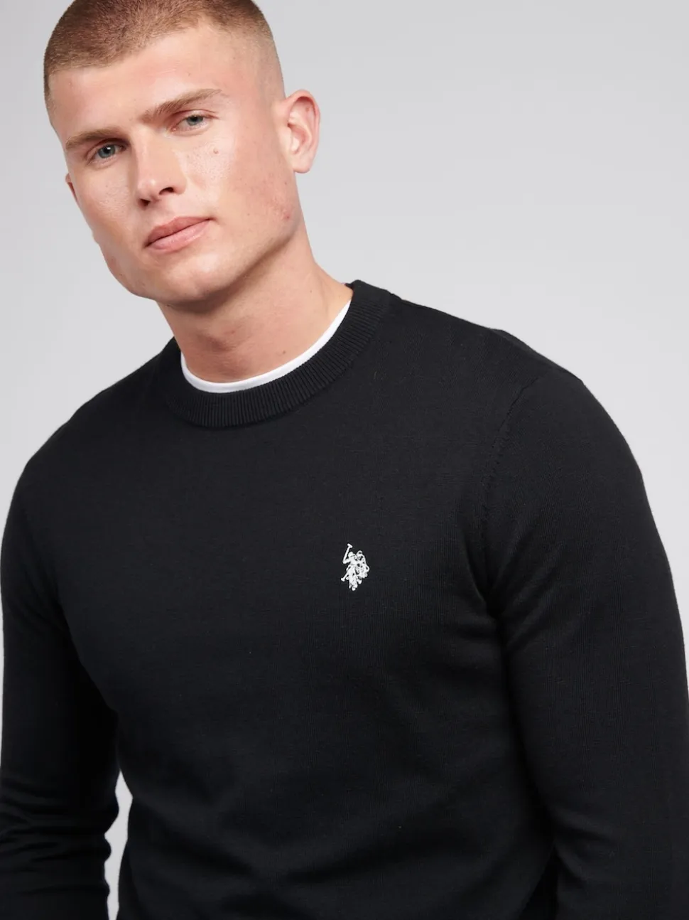 U.S. Polo Assn. Black Mens Cotton Crew Neck Jumper