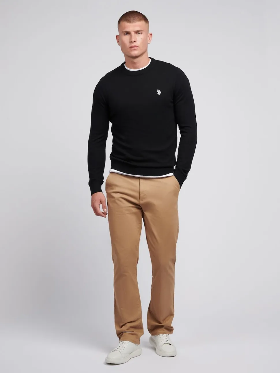 U.S. Polo Assn. Black Mens Cotton Crew Neck Jumper