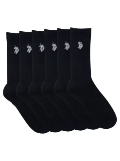 U.S. Polo Assn. Black Mens Classic Sports Socks 5 Pack