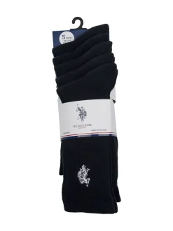 U.S. Polo Assn. Black Mens Classic Sports Socks 5 Pack