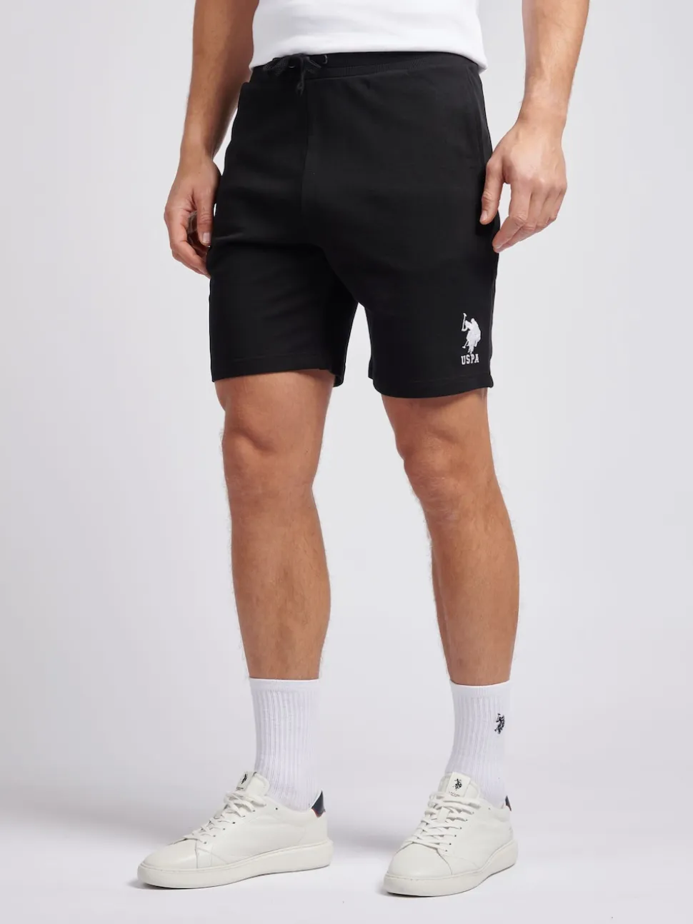 U.S. Polo Assn. Black Mens Classic Fit 100% Cotton Player 3 Sweat Shorts