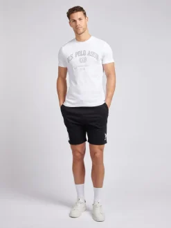 U.S. Polo Assn. Black Mens Classic Fit 100% Cotton Player 3 Sweat Shorts