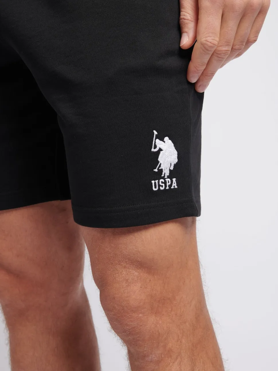 U.S. Polo Assn. Black Mens Classic Fit 100% Cotton Player 3 Sweat Shorts