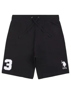 U.S. Polo Assn. Black Mens Classic Fit 100% Cotton Player 3 Sweat Shorts