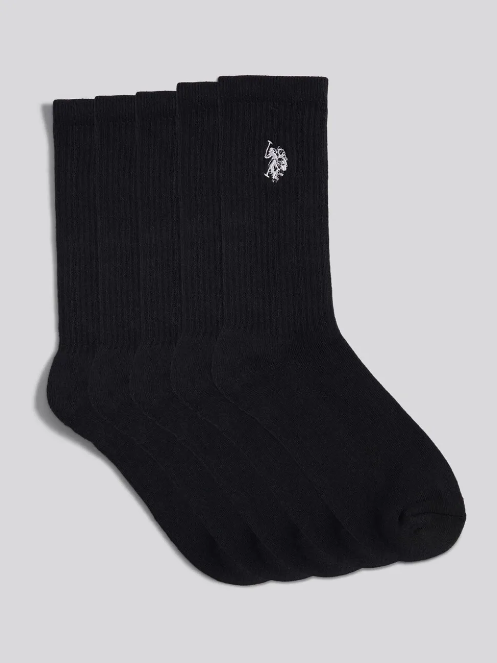 U.S. Polo Assn Black Mens Classic Sport Socks 5 Pack