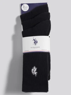 U.S. Polo Assn Black Mens Classic Sport Socks 5 Pack