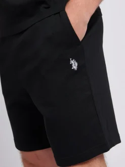 U.S. Polo Assn Black Mens Double Horsemen Sweat 100% Cotton Shorts
