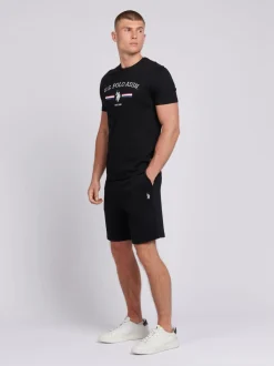 U.S. Polo Assn Black Mens Double Horsemen Sweat 100% Cotton Shorts