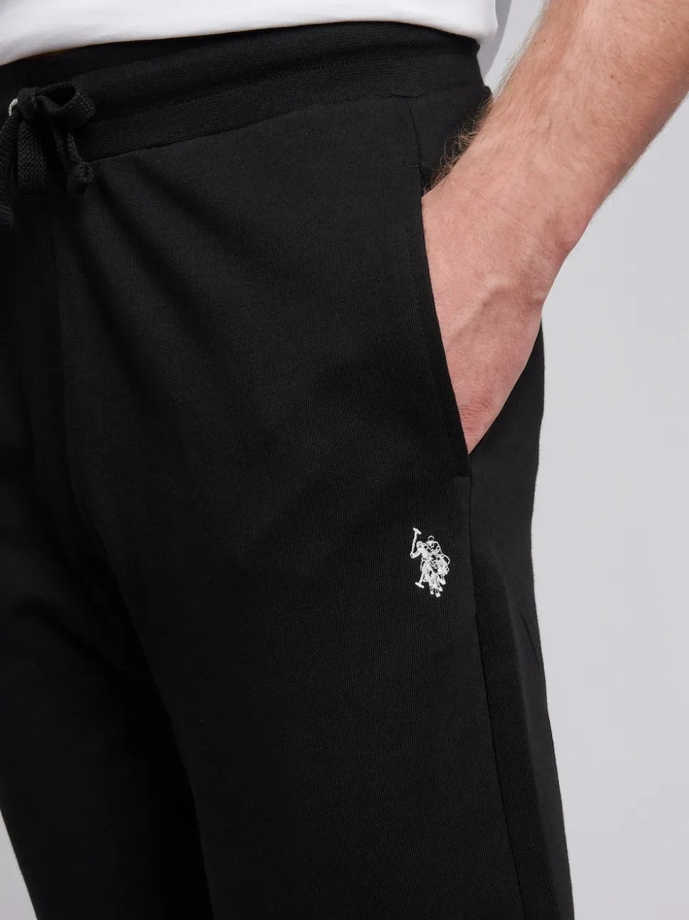 U.S. Polo Assn. Black Mens Double Horsemen Loopback Joggers
