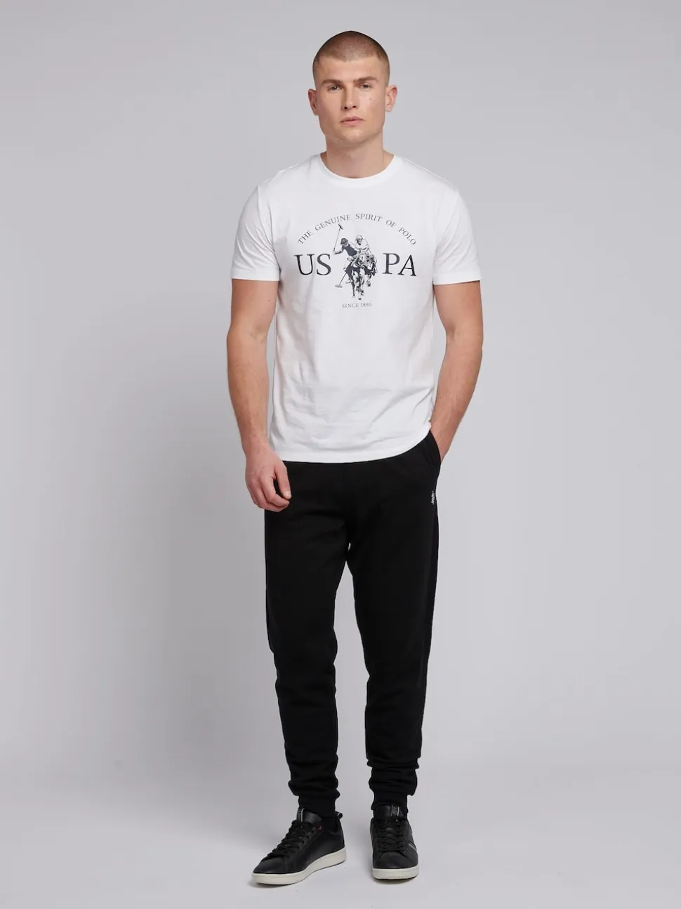 U.S. Polo Assn. Black Mens Double Horsemen Loopback Joggers