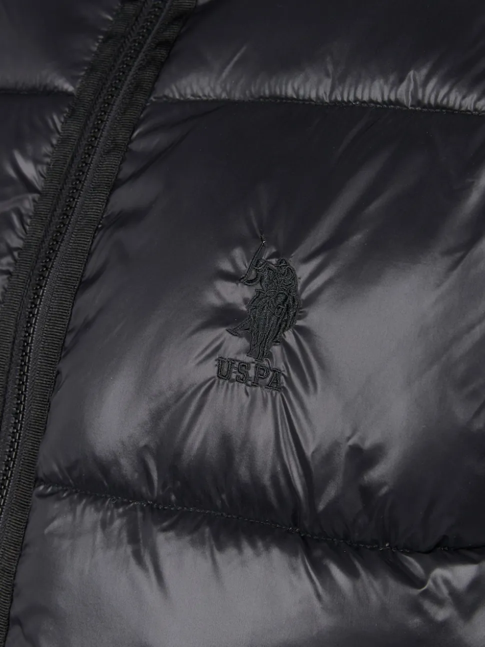 U.S. Polo Assn. Black Mens High Shine Heavyweight Quilted Jacket
