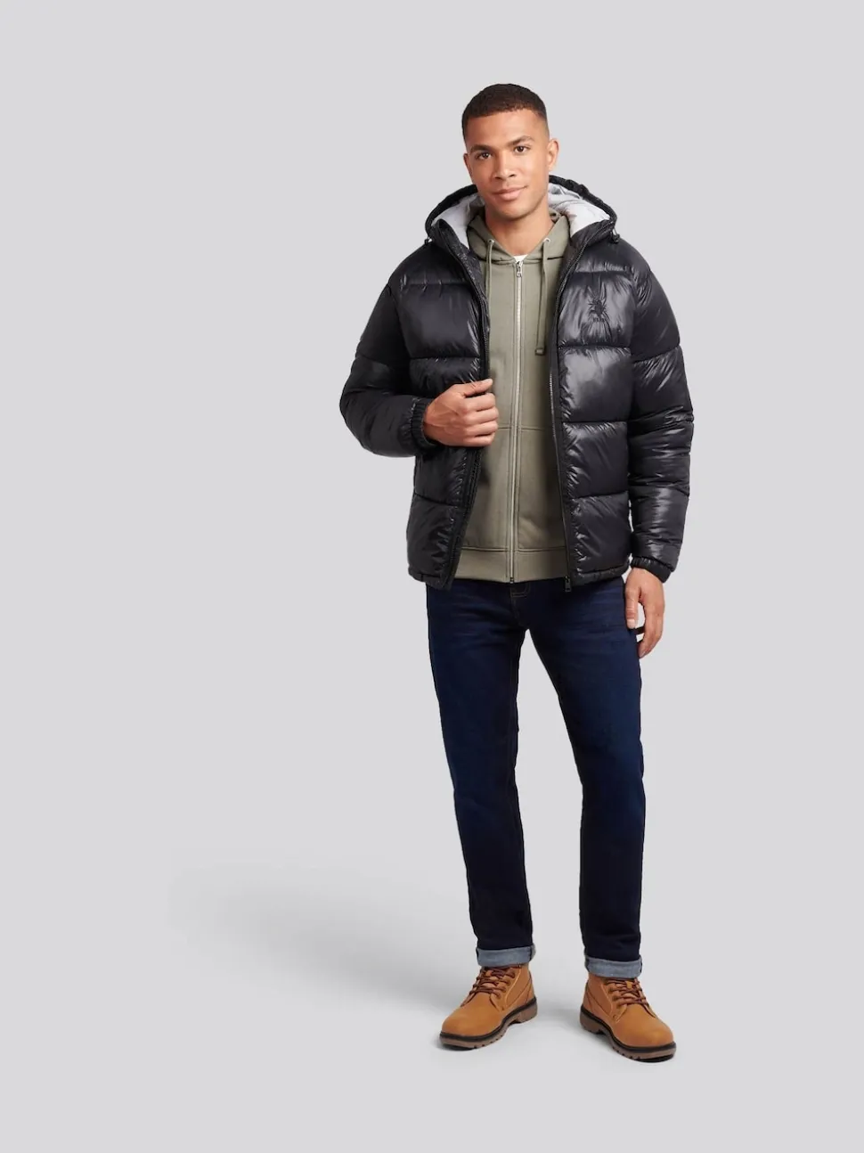 U.S. Polo Assn. Black Mens High Shine Heavyweight Quilted Jacket