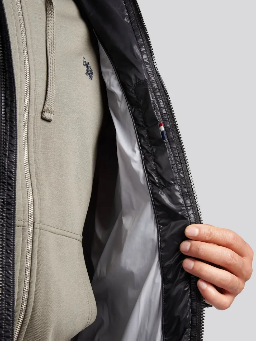 U.S. Polo Assn. Black Mens High Shine Heavyweight Quilted Jacket