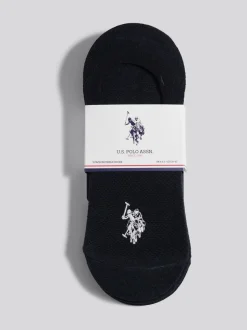 U.S. Polo Assn Black Mens Invisible Trainer Socks 3 Pack