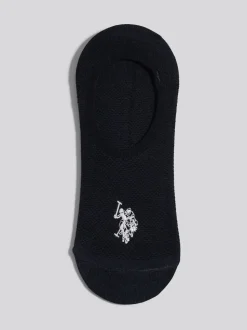 U.S. Polo Assn Black Mens Invisible Trainer Socks 3 Pack