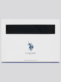 U.S. Polo Assn. Black Winter Mens Luxury Rib Knit Beanie And Scarf Box Set