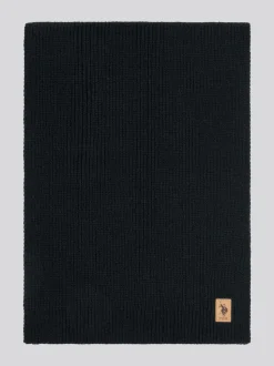 U.S. Polo Assn. Black Winter Mens Luxury Rib Knit Beanie And Scarf Box Set