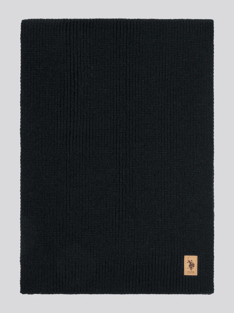 U.S. Polo Assn. Black Winter Mens Luxury Rib Knit Beanie And Scarf Box Set