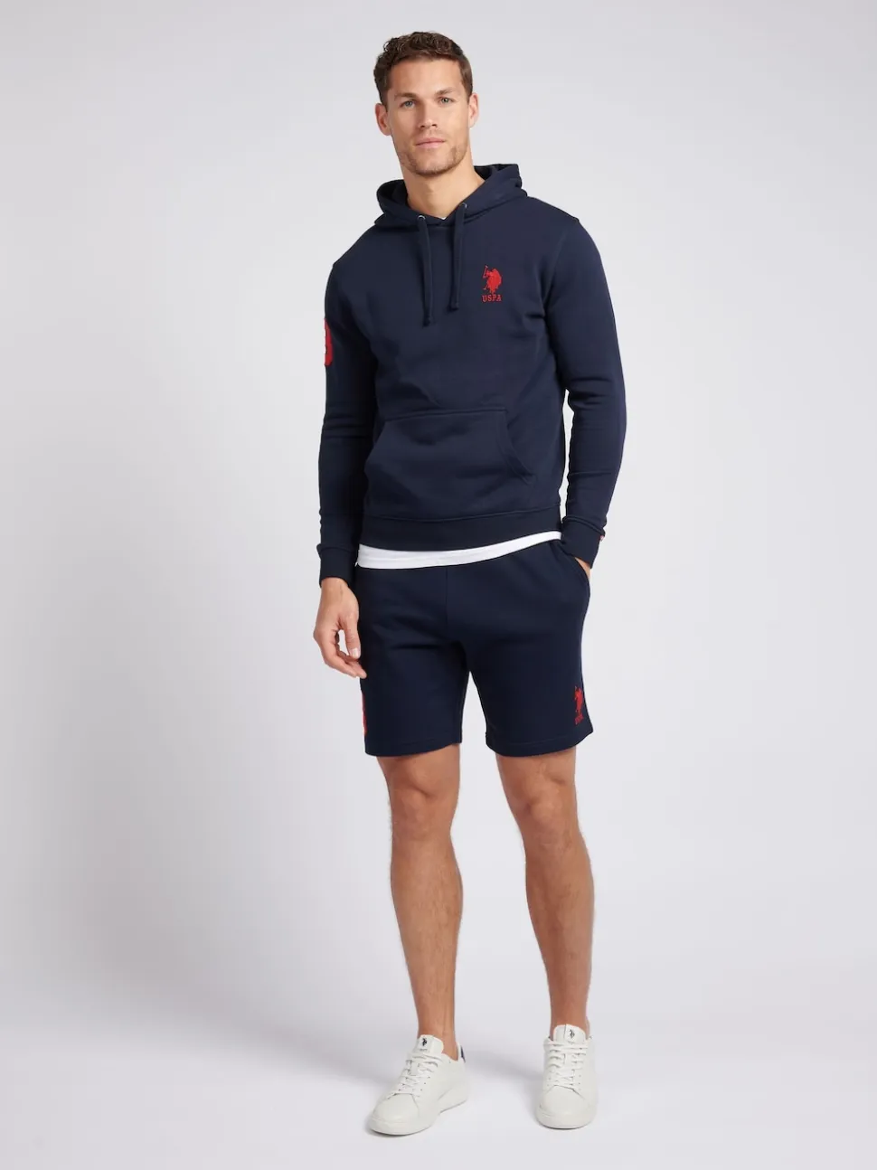 U.S. Polo Assn. Blue Chrome Mens Classic Fit 100% Cotton Player 3 Sweat Shorts