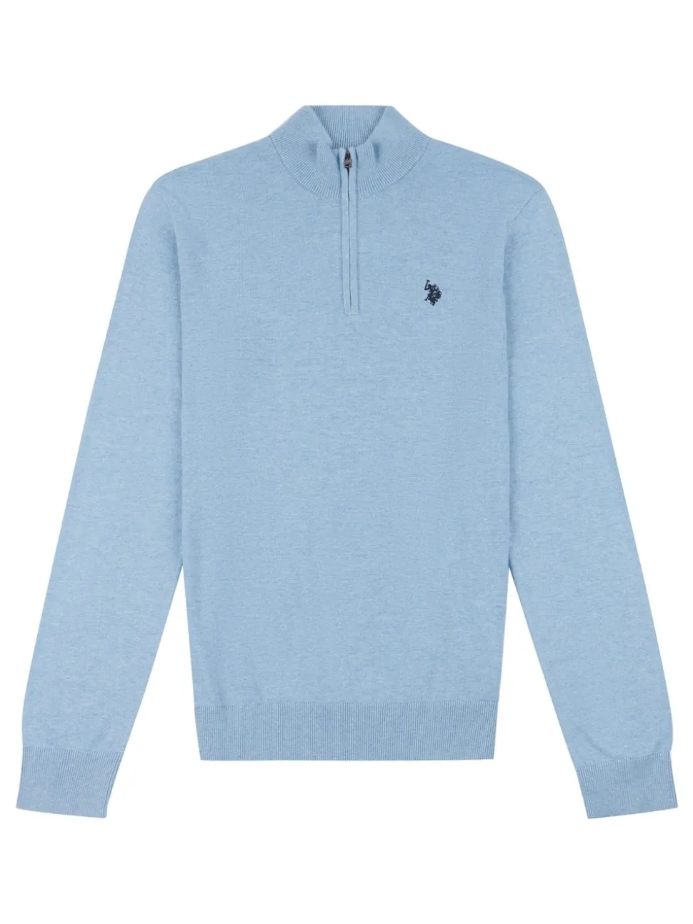 U.S. Polo Assn. Blue Cotton Funnel Neck Quarter Zip Knit