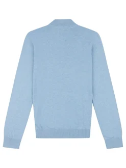 U.S. Polo Assn. Blue Cotton Funnel Neck Quarter Zip Knit