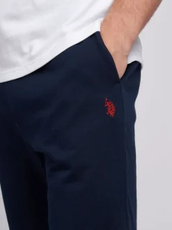 U.S. Polo Assn. Blue Dark Mens Classic Fit Double Horsemen 100% Cotton Sweat Shorts
