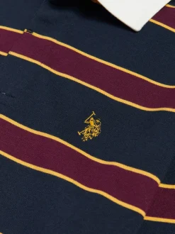 U.S. Polo Assn Blue Double Horsemen Stripe Rugby Shirt
