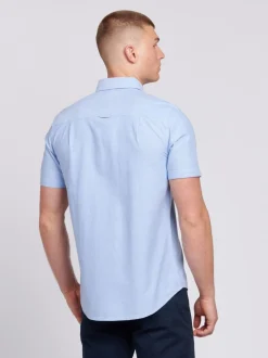 U.S. Polo Assn. Blue Light Mens Short Sleeve Oxford 100% Cotton Shirt
