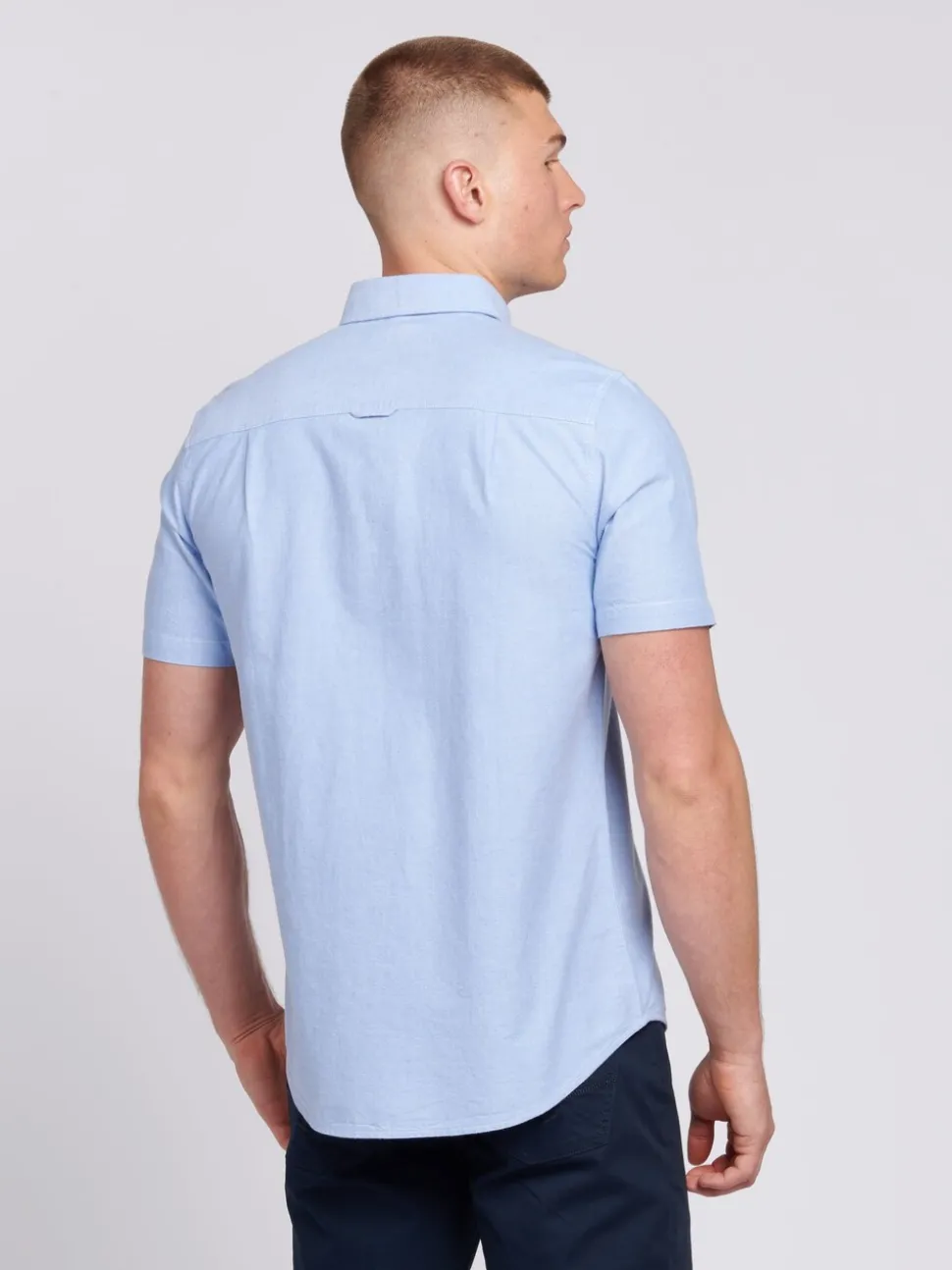 U.S. Polo Assn. Blue Light Mens Short Sleeve Oxford 100% Cotton Shirt