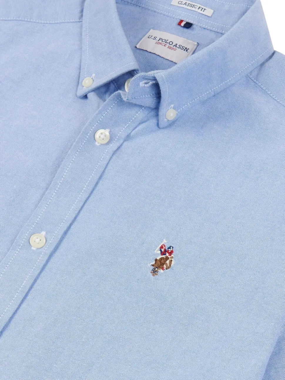 U.S. Polo Assn. Blue Light Mens Short Sleeve Oxford 100% Cotton Shirt