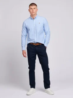 U.S. Polo Assn. Blue Light Mens 100% Cotton Peached Oxford Shirt