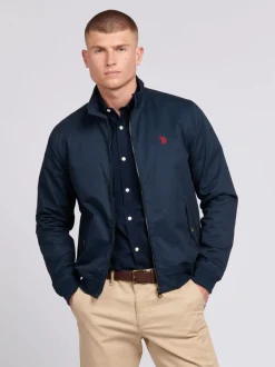 U.S. Polo Assn. Blue Mens 100% Cotton Twill Harrington Jacket