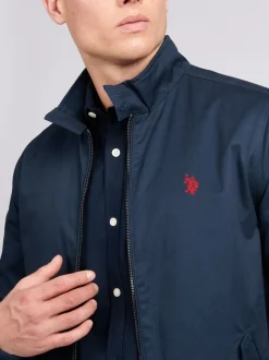 U.S. Polo Assn. Blue Mens 100% Cotton Twill Harrington Jacket