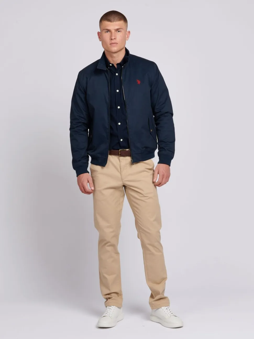U.S. Polo Assn. Blue Mens 100% Cotton Twill Harrington Jacket
