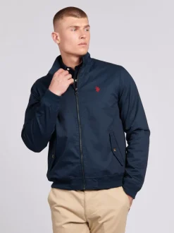 U.S. Polo Assn. Blue Mens 100% Cotton Twill Harrington Jacket
