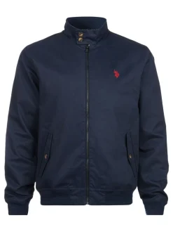 U.S. Polo Assn. Blue Mens 100% Cotton Twill Harrington Jacket