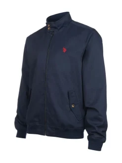 U.S. Polo Assn. Blue Mens 100% Cotton Twill Harrington Jacket
