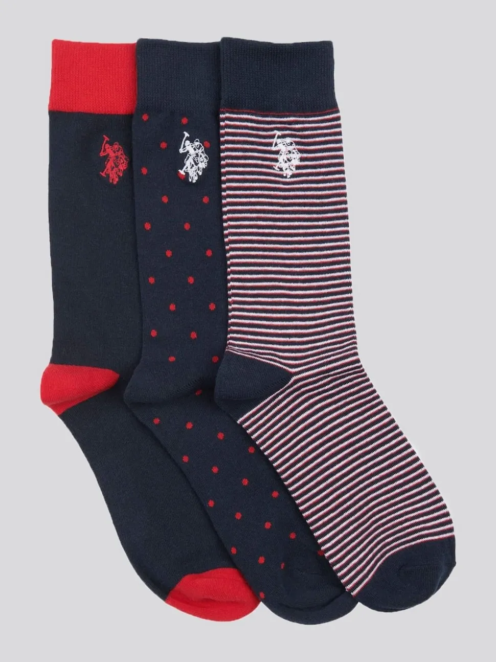 U.S. Polo Assn. Blue Mens Branded Smart Socks 3 Pack