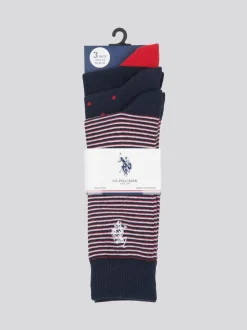 U.S. Polo Assn. Blue Mens Branded Smart Socks 3 Pack