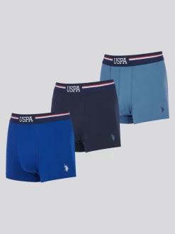 U.S. Polo Assn Blue Mens Branded Stripe Boxer Shorts 3 Pack