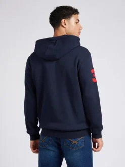 U.S. Polo Assn. Blue Mens Classic Fit 100% Cotton Player 3 Zip-Up Hoodie