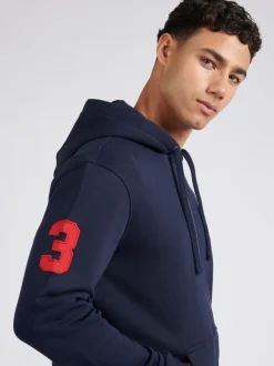 U.S. Polo Assn. Blue Mens Classic Fit 100% Cotton Player 3 Zip-Up Hoodie