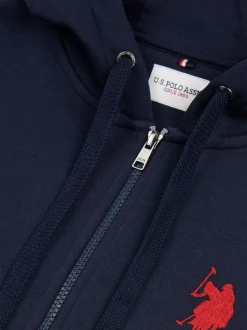 U.S. Polo Assn. Blue Mens Classic Fit 100% Cotton Player 3 Zip-Up Hoodie