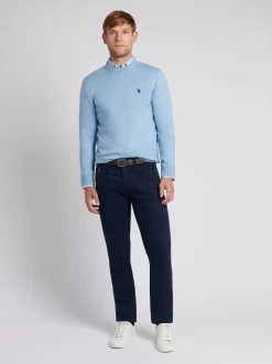 U.S. Polo Assn. Blue Mens Cotton Crew Neck Jumper